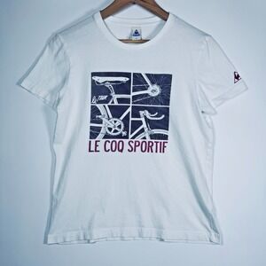 Le Coq Sportif T Shirt Womens Small White Graphic Cycling Le Tour France Cotton